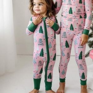 Little Sleepies Pink Twinkling Trees Zipper Pajamas 12-18 Months